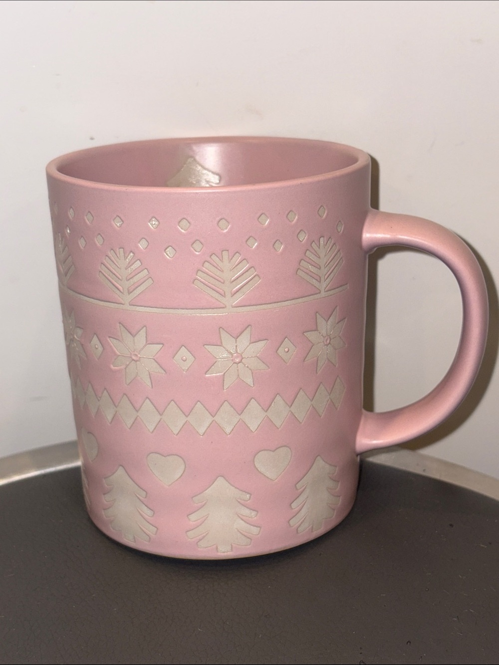 Prima Design Pink Trees Snowflakes Christmas 2023 Mug with Raised Pattern, 20 Oz